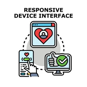 Responsive device interface connecting various digital gadgets Stock Illustration