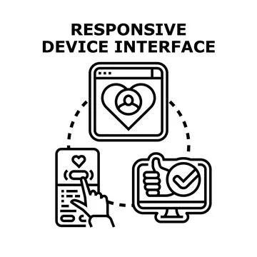 Responsive device interface connecting various digital gadgets Illustrazione stock