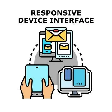 Responsive device interface email communication technology concept Stock Illustration