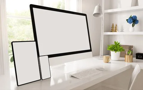 Responsive devices home office Stock Illustration