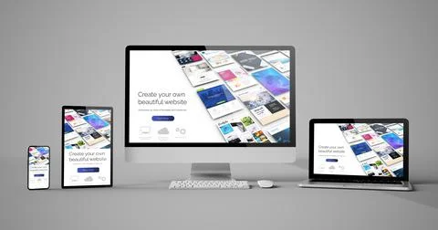 Responsive devices isolated design website builder Stock Illustration
