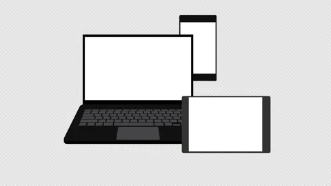 Responsive Devices with Laptop Tablet and Smartphone Blank Screens Animation Stock Footage 339763478