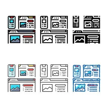Responsive edition design seo color icon vector 스톡 일러스트