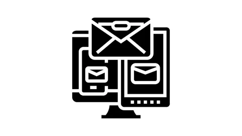Responsive email design marketing glyph icon animation Stock Footage 326158065