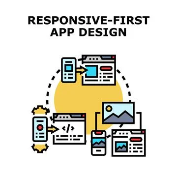 Responsive first app design development concept Иллюстрация