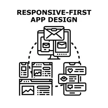 Responsive first web and application development adapting to screens Stock Illustration