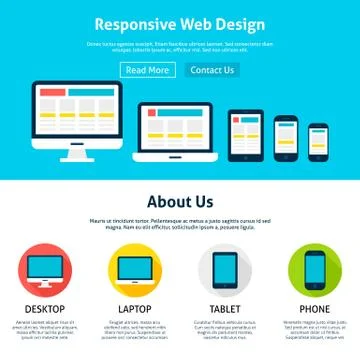 Responsive Flat Web Design Template Illustrazione stock