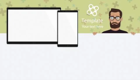 Responsive landing page or one website template. Elements for modern digital Stock Illustration