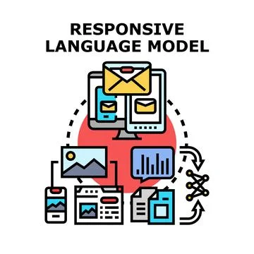 Responsive language model processing digital content across devices Stock Illustration