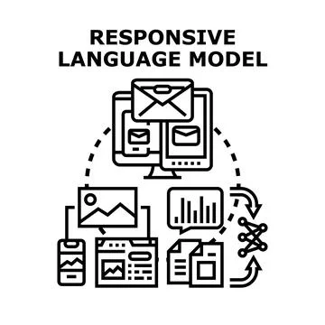 Responsive language model processing digital content across devices Stock Illustration