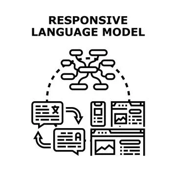 Responsive language model processing information for users Stock Illustration