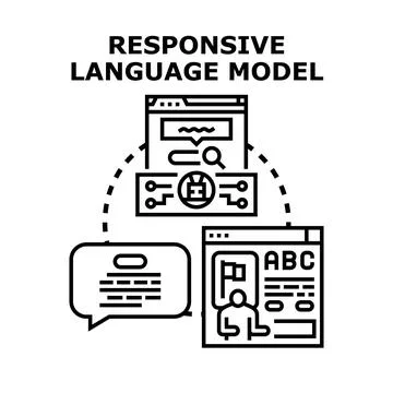 Responsive language model processing information and generating text Stock Illustration