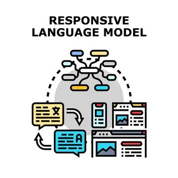 Responsive language model processing information for users Stock Illustration