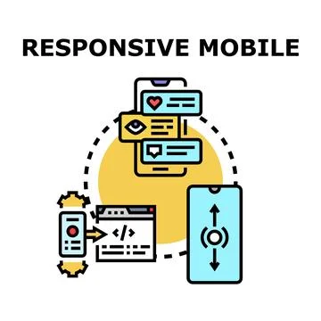 Responsive mobile design developing cross platform website ui Stock Illustration