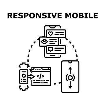 Responsive mobile design developing cross platform website ui Stock Illustration
