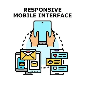 Responsive mobile interface adapting across digital devices Stock Illustration