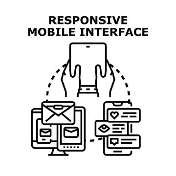Responsive mobile interface adapting across digital devices Stock Illustration