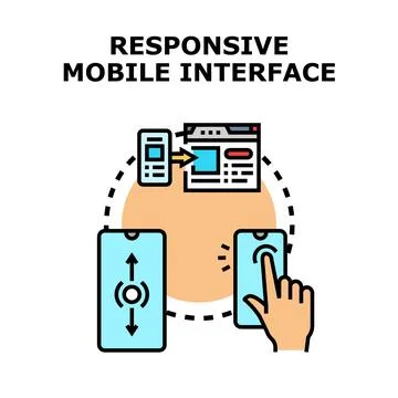Responsive mobile interface adapting website screen layout Illustrazione stock