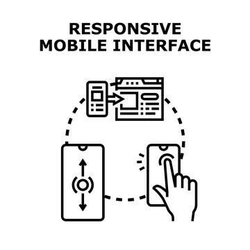 Responsive mobile interface adapting website screen layout 库存插图