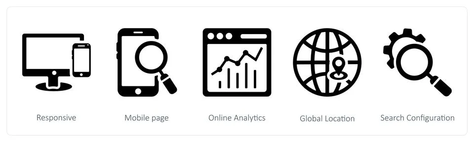 Responsive, mobile page, online analytics Stock Illustration