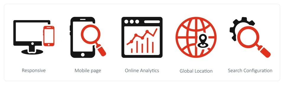 Responsive, mobile page, online analytics Stock Illustration