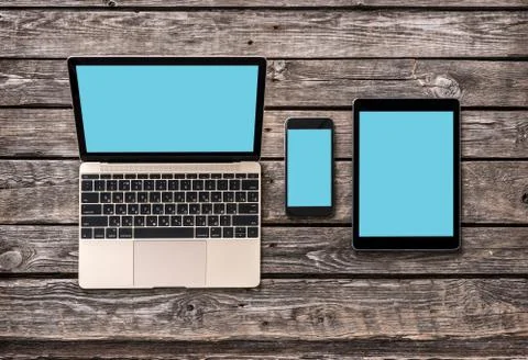 Responsive mock-up of laptop, tablet pc and smartphone, Photos