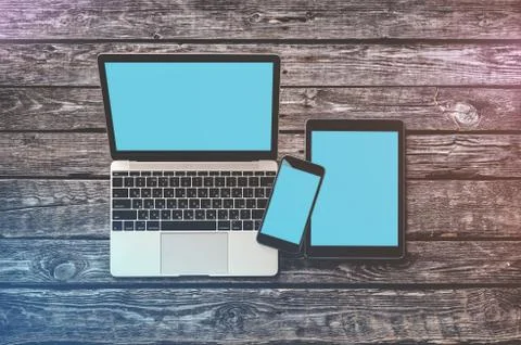Responsive mock-up of laptop, tablet pc and smartphone, Photos