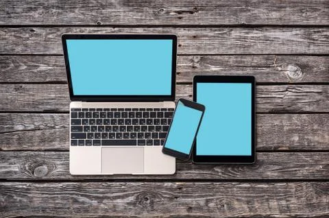 Responsive mock-up of laptop, tablet pc and smartphone, 스톡 사진