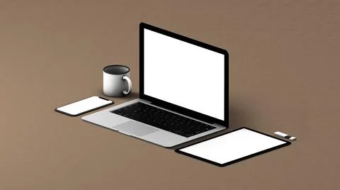 Responsive modern devices mockup Stock Illustration