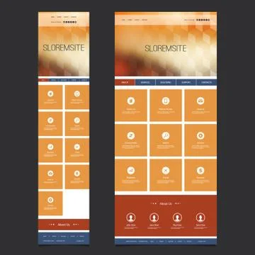 Responsive Modern Style One Page Website Template with Blurred Background  Stock Illustration