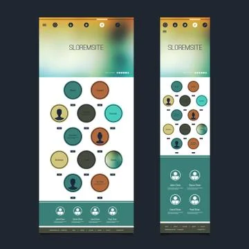 Responsive One Page Website Template with Blurred Background Stock Illustration