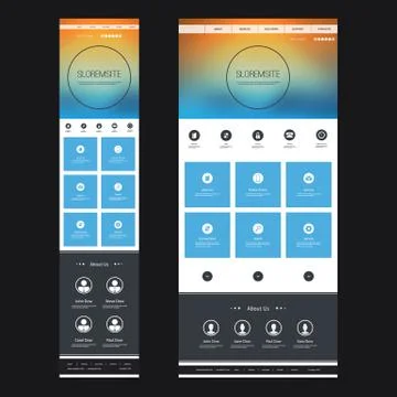 Responsive One Page Website Template with Blurred Background Stock Illustration