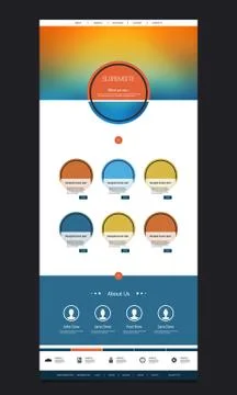 Responsive One Page Website Template with Blurred Background  Stock Illustration