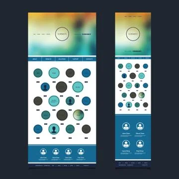 Responsive One Page Website Template with Blurred Background Stock Illustration