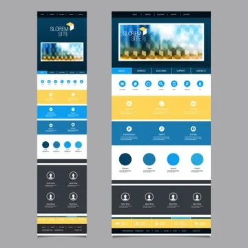 Responsive One Page Website Template with Blurred Background Desktop and Mobile Stock Illustration