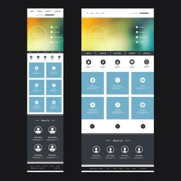 Responsive One Page Website Template with Blurred Background - Sunset Pattern  Illustrazione stock