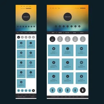 Responsive One Page Website Template with Blurred Background - Sunset Sky Header Stock Illustration