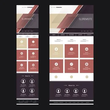 Responsive One Page Website Template - Striped Abstract Header Design - Des.. Stock Illustration