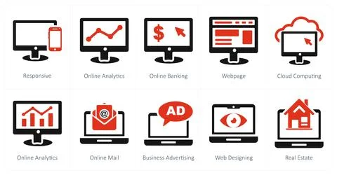 Responsive, online analytics, online banking Stock Illustration