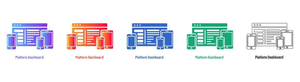 Responsive Platform Dashboard Interface Icons Illustrazione stock