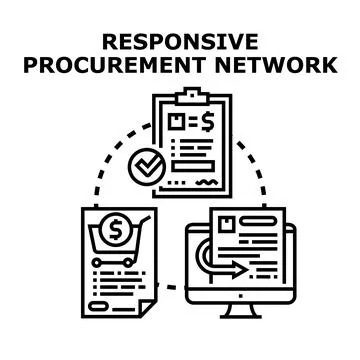 Responsive procurement network managing supply chain process Ilustração Stock