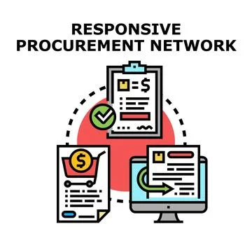 Responsive procurement network managing supply chain process Ilustração Stock