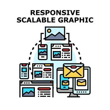 Responsive scalable graphic adapting to multiple devices Иллюстрация