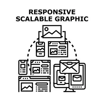 Responsive scalable graphic adapting to multiple devices Иллюстрация
