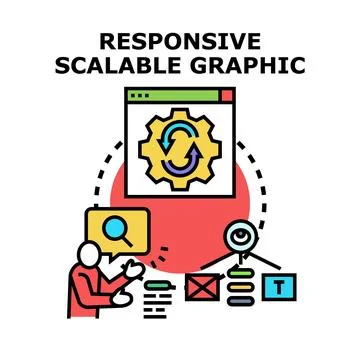 Responsive scalable graphic content web development concept Stock Illustration
