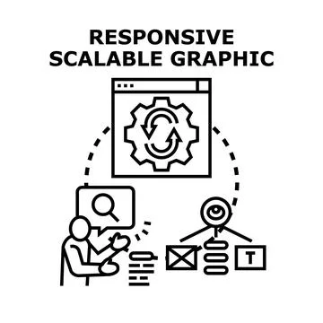 Responsive scalable graphic content web development concept Stock Illustration