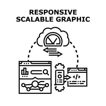 Responsive scalable graphic creating web development solutions Stockillustratie