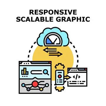 Responsive scalable graphic creating web development solutions Иллюстрация