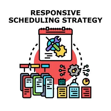 Responsive scheduling strategy optimizing task planning and management Stock Illustration