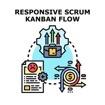 Responsive scrum kanban flow process iteration management Stock Illustration